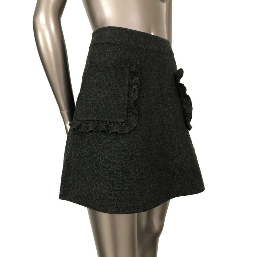 Gray Flared A-line Side Pockets Skirt
